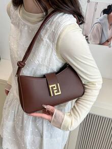 The New Light Luxury Solid Color High-End Versatile Women's Shoulder Bag - Brown - View 1