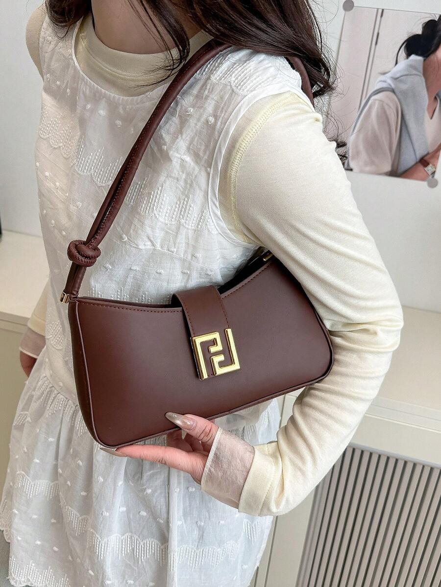 The New Light Luxury Solid Color High-End Versatile Women's Shoulder Bag - Brown - View 1