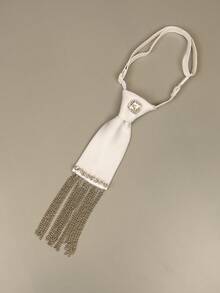 1件装女士朋克风奢华系带可拆卸领子，原创创意设计，百搭优雅休闲时尚，适合圣诞装饰的新款连衣裙