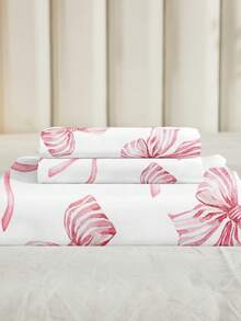 3pcs Watercolor Pink Striped Bow Tie Printed Duvet Cover Set (1 Duvet Cover + 2 Pillow Shams, Comforter Not Included), Cute Girly Style, Daily Use Soft Polyester Fabric, Suitable For All Seasons Bedroom/Dorm, Kawaii Home Decor, Fashionable Bedding New Arrival - Multicolor - View 12