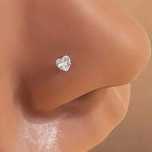1 Piece Mini Heart L-Shape Nose Piercing - Stainless Steel Nose Piercing Jewelry, Cute Bohemian Style For Parties And Music Festivals - Nose Ring - View 1