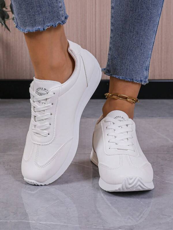 Women's Color Block Casual Sneakers, Fashion Versatile Flat Gump Shoes, Student Light Weight Leisure Sports Shoes