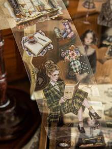 CANDY POETRY 1 卷 2 米人物主题和纸胶带，复古创意艺术胶带，DIY 装饰剪贴簿工艺材料，节日礼物，个性化剪贴簿学校文具用品 - 藍色 - 查看 9