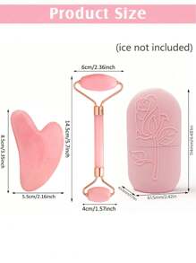 3Pcs Ice Face Roller -Facial Skincare Ice Roller Set,Facial Massage Tool,Silicone Ice Face Roller, Lce Roller,Rose Quartz With Roller Massager And Scraping Gua Plate,For Face & Eye Puffiness Relief, FacialMassager Contour And Enhance Skin Care & Glow,For Eyes, Neck, And Face,Lce Facial RollerMold Cub- Skin Care Toole.Summer Ice Massage Products,Office Supplies School Supplies Travel Essentials.