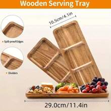 11.4-Inch Rosewood Multipurpose Serving Tray, Breakfast Platter, Snack Plate, Cake Stand, Decorative Platter, Divided Appetizer, Dipping Sauce, Nuts, Dried Fruits, Kitchen Counter, Bathroom Decor, Dessert Display, Suitable For Weddings, Graduations, Birthdays, Parties, Halloween, Christmas