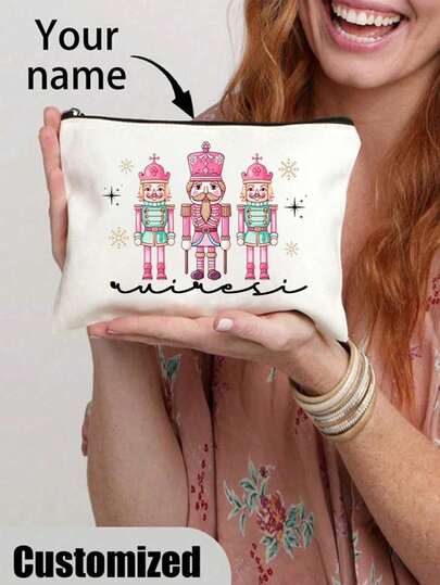 Customized Cosmetic Bag-Personalized Name Nutcracker Gift Cosmetic Bag, Customized Nutcracker Ballet Gift, Customized Gift Creative Accessories Zipper Bag, Dance Lover Gift, Dance Teacher Gift