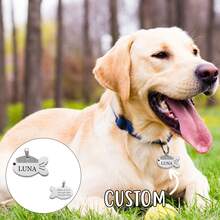 1PC Fish-Shape Dog Cat Personalized Pattern & Name Pet Tags - Double Sided Engraved Pet Name Tags For Pets Double Sided Stainless Steel Pet Id Tags - Multicolor - View 2