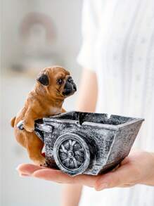 Cendrier en résine créatif en forme de carré de chien carlin. Accessoire de décoration d'intérieur, de bar, cadeau de fantaisie personnalisé sans électricité