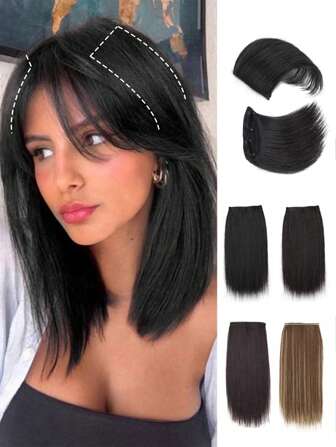 2PCS Clip In Hair Extensions Hairpiece For Women Thinning Hair Short Hair Easily Add Hair Volume Thick Natural Black