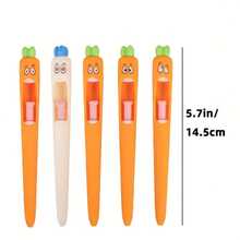 4pcs Multi-Expression Radish Shaped Gel Pens Creative Fresh Stationery Supplies, Plastic Material Black Ink Fun Easter Gifts And Party Giveaways Back To School