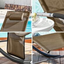 SoBuy OGS28 秋千躺椅花园躺椅带包和枕头透气摇椅躺椅太阳椅甲板椅适用于花园、庭院、海滩、阳台棕色承重 100 公斤 - 棕色 - 查看 7