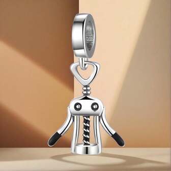 MAGIC CHARMS 1pc 925 Sterling Silver Wine Opener Charm Bead Fit Original Bracelet DIY Jewelry Accessory