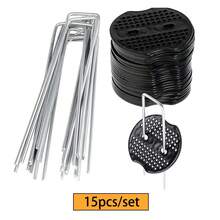 30pcs/Set 4 Inch U-Shaped Landscape Staples And Fixing Gasket Sets, Garden Landscape Staples Are Suitable For Outdoor Irrigation Hoses, Artificial Turf Nails, Fixed Fences And Tents, Etc - Multicolor - View 14