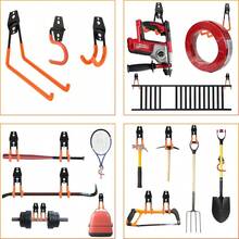 Rlipily Garagenhaken aus Stahl robust für Garage Aufbewahrungshaken Allzweckstahl Wandhalterung Garagenaufhänger und Organizer für Fahrräder Gartengeräte Leitern Grobartikel Seile und mehr - Orange/AbendrotimZickzackmuster(SunsetChevron)1 - Übersicht 2