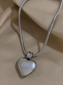 1pc Hollow Heart Pendant Necklace, Women's Stainless Steel Chain Necklace, Daily & Party Jewelry Gift, Mother's Day Summer Style - Multicolor - View 5