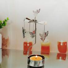 Home Decoration Festival Angel Metal Rotary Candle Holder Stainless Steel