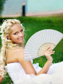 1pc/8pcs/ Folding Paper Fan Portable Decorative Wedding Hand Fan, Suitable For Weddings, Parties, Gifts And Other Fashion Items Summer Cooling,Beach,Travel