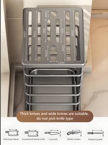 Stainless Steel Knife Holder - Kitchen Countertop Organizer With Drain Tray, Space-Saving Cutlery Storage