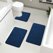 1pc/3pcs Set Stone Texture Embossed Solid Color Machine Washable Memory Foam Absorbent Non-Slip Bathroom Mat, 1pc Or 3 Pieces Set, Suitable For Bathroom, Toilet, Bathroom Entrance Bathroom Decor Fall Decor Carpet Bathroom Accessories - Multicolor - View 17