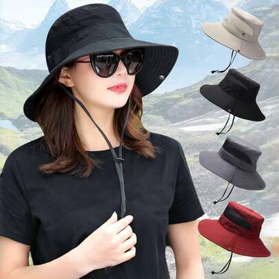 1 件男女通用宽边渔夫帽 | 日常防晒帽 - UPF50+ 防晒、可调节、防风防水