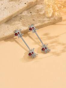 1 par de piercings de mamilo de aço inoxidável 16G 316L, morcegos, cobras, aranhas, libélulas, piercings de mamilo, joias para mulheres, uso diário em festas e encontros, joias de piercing corporal - Multicolorido - Ver 7