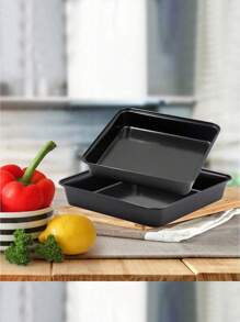 4pcs/1pc Non-Stick Baking Tray Set, Deep Rectangular Baking Pan, Baking Sheet For Cake, Bread, Cookies, Brownies, Easy To Clean