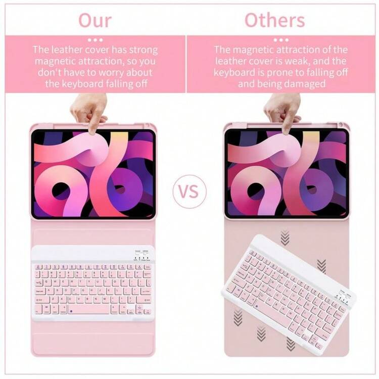 STWMOOCE Detachable IPad Wireless Keyboard Leather Case With Tablet Magnetic  Pencil Holder And Stand, Compatible With 10.2-Inch IPad 7/8/9th,IPad 10th,10.9-Inch IPad Air4/5th,11 IPad Air(M2/M3),11-Inch IPad Pro1/2/3/4th Gen Bluetooth Keyboard Cover - 黑色 - 查看 5