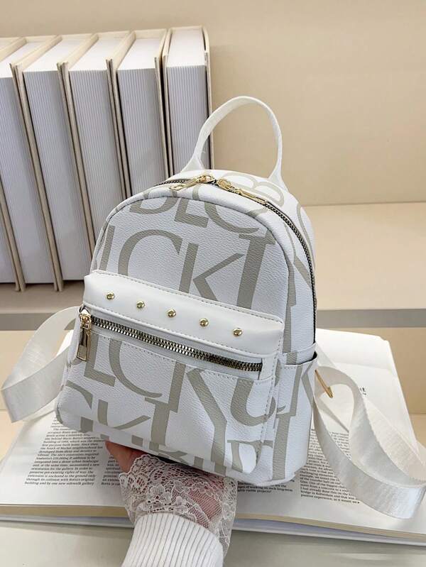 Nova mochila feminina clássica casual da moda, pequena bolsa de ombro de couro com alça superior, Oxford versátil