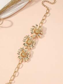 1pc Stylish & Innovative Gold Color Floral Design Bracelet For Women, Wedding Gift Suitable For Women, Flower Cutout Bracelet, Great For Mother's Day, Weddings, Daily, Vacation, Party Wear,Mom,Mother's Day,Gift