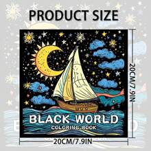 1 pieza Libro de colorear para adultos con tema de mundo negro, patrones creativos y líneas claras, ideal para regalos de cumpleaños, Pascua, Día del Padre y otros días festivos, 7.9*7.9 pulgadas, 24 páginas, impresión de un solo lado, nuevo diseño 2025, Día de la Madre, Regalo para mamá, Regreso a la escuela, Útiles escolares