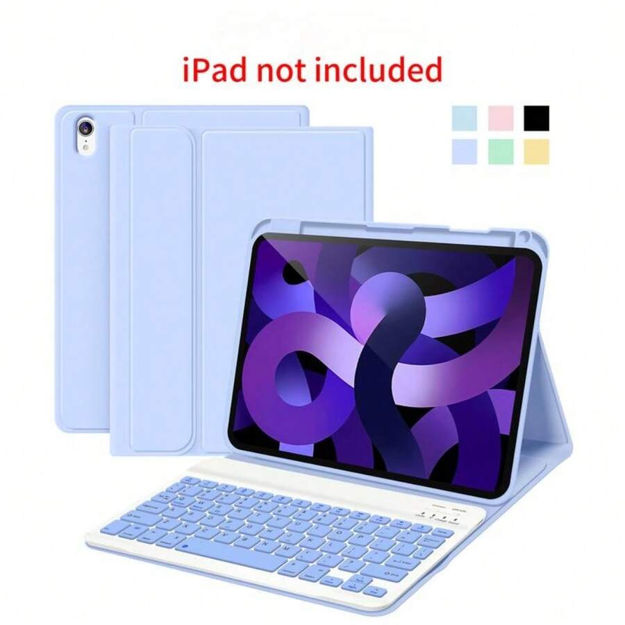 STWMOOCE Detachable IPad Wireless Keyboard Leather Case With Tablet Magnetic Pencil Holder And Stand, Compatible With 10.2-Inch IPad 7/8/9th,IPad 10th,10.9-Inch IPad Air4/5th,11 IPad Air(M2/M3),11-Inch IPad Pro1/2/3/4th Gen Bluetooth Keyboard Cover - Blue Purple - View 1