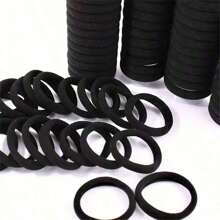 Set de 20/50/100/200 piezas de gomas de pelo elásticas negras, bandas de goma sin costuras simples para coleta, lazos de pelo elásticos de color sólido para mujeres, cómodos, esenciales para el hogar y los viajes de vuelta al colegio