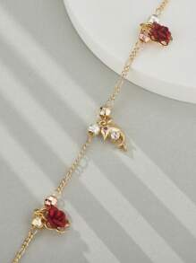 1 Peça Pulseira de Contas de Rosa em Estilo Boêmio de Férias - Pulseira Charmosa e da Moda, Presente de Joias Diárias para Mulheres, Joias de Verão para Mãe, Esposa, Amante, Melhor Amiga