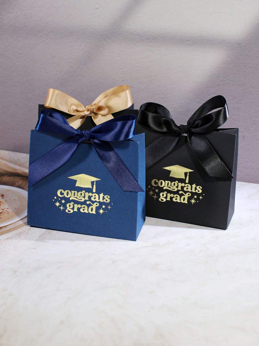 10 piezas Cajas de dulces exquisitas para graduación 2025 Caja de regalo de graduación negra Caja de regalo de chocolate para celebración de graduación Caja de regalo para fiesta de ceremonia de graduación - 11,5 x 4,5 x 10 cm - Ver 1