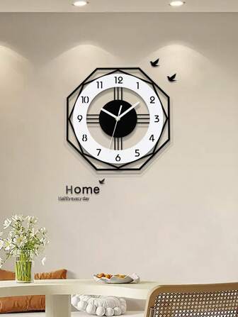 1 pieza, Reloj de pared poligonal clásico de acrílico, Reloj de pared minimalista de 12 pulgadas, Reloj de pared silencioso, Adecuado para decoración del hogar, sala de estar, dormitorio, cocina, comedor, decoración de mesa, decoración de pared del dormitorio, decoración del dormitorio