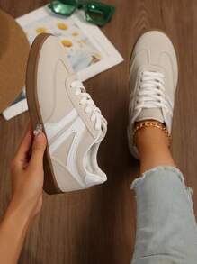 Damen Bequeme Lässig schnürstiefel mit dicker Sohle, rutschfest, vielseitig einsetzbar, für Frühling/Herbst