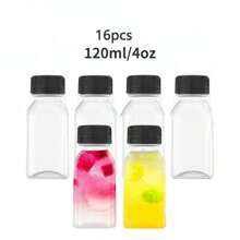 6 Packs 13.6 OZ (400 Ml) Clear PET Plastic Juice Bottles With Black Lids- Plastic Smoothie Bottles Ideal For Juice, Milk And Other Beverage,Empty Plastic Juice Bottles With Leak-Proof Caps Clear Water Bottle, For Outdoor, Camping