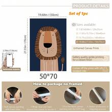 1pc Canvas Hanging Picture, Navy Blue, Nursery Wall Art Print, Digital Nursery Art, Jungle Animals Print, Nursery Artwork, Kids Room Wall Art, Animal Art Print - Kids Room Decor - Multicolor - View 16