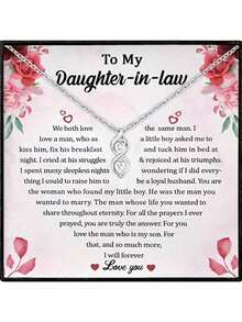 1pc To My Daughter In Law Heart Necklace With Box & Card,Wedding Gift,Birthday Gift, Christmas Gift - Silver - View 1