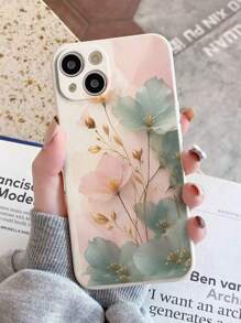 Estuche multipropósito con diseño floral de borde poroso pintado en beige, adecuado para Funda de teléfono IP/Protector de teléfono/Funda IP14/Funda IP15 PROMAX/Funda IP16/Funda IP11, compatible con IP11, IP12, IP13, IP16, IP15, IP16Plus, IP16ProMax, compatible con Samsung Galaxy S23, S24, S25, S24Plus, S25Plus