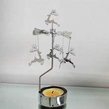 Custom Elegant Reindeer Rotate Candlestick Metal Plated Christmas Deer Tealight Candle Holder Rotary