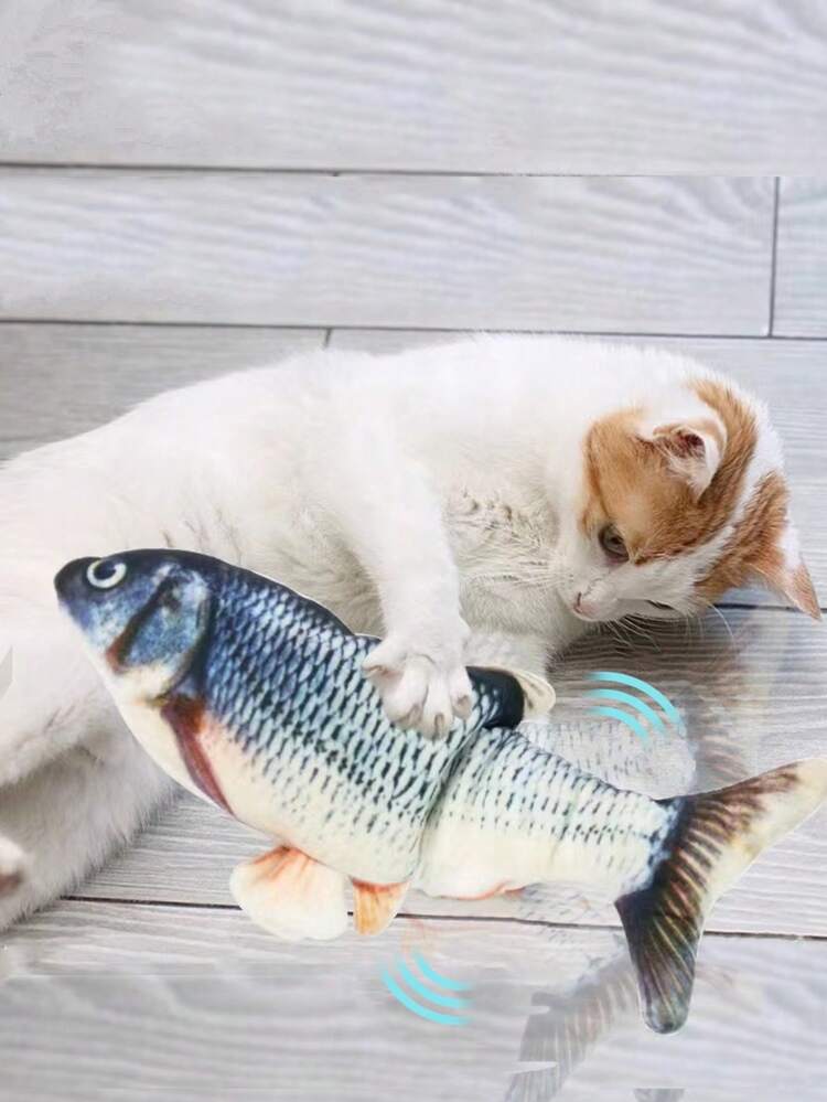 1pc Funny Electric Soft Fish Cat Interactive Toy - Multicolor - View 13
