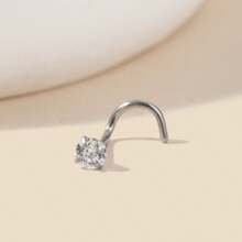 1/5pcs 316L Stainless Steel Zirconia Embedded Heart, Star, Geometric, Circle, Square Nose Studs, Versatile Body Piercing Jewelry, Disposable Tools, Perfect Gifts For Women
