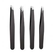 [Tube Packaging] Stainless Steel Light Pink Eyebrow Tweezers Set For Eyebrow & Facial Hair Plucking, With High Precision Straight And Slant Tips, Portable And Ideal For Home Use, Tools For Men