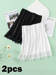 3pcs/1pc Women Waist Slip Dress With Adjustable Elastic Waistband, Anti-Static & Anti-Exposed Lining Skirt Slip Underdress For Daily Wear Fall, Autumn, Halloween