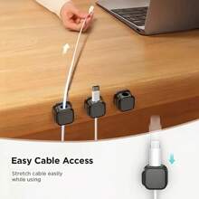 4 piezas de organizador de cables multifuncional, soporte para cables adhesivo fuerte sin perforación, adecuado para ocultar cables de carga en la oficina y electrodomésticos de cocina, aplicable a cables electrónicos