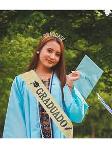 2件套金色/银色毕业头带和肩带套装，金葱粉红闪亮肩带 - 彩色 - 查看 2