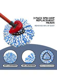 3 件替换拖把头适用于 O-Ceda RinseClean 旋转拖把，超细纤维旋转拖把替换装，易于清洁的拖把头替换件 - 藍白色 - 查看 4