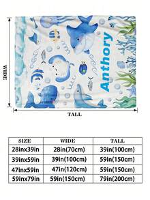 1pc Custom Personalized Color Name Throw Blanket, With Marine Organism Blanket For Girl Boy Great Holiday Gift For Daughter,Son,Classmates, Friends,Super Soft Warm Gorgeous Cozy, For All Seasons, Suitable For Indoor, Camping, Air-Conditioned Room, Sofa, Living Room,Bedroom,Home,Halloween, Ideal Gift For Children's Day, Christmas, Birthday - Multicolor - View 5