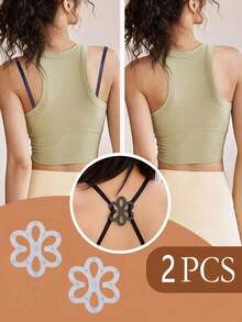 2pcs/4pcs_Set FlowerShaped Bra Strap Clip, Invisible Anti-Slip Bra Strap BuckleBody Care For Travel,Sport,Outdoor,Belt - Multicolor - View 11